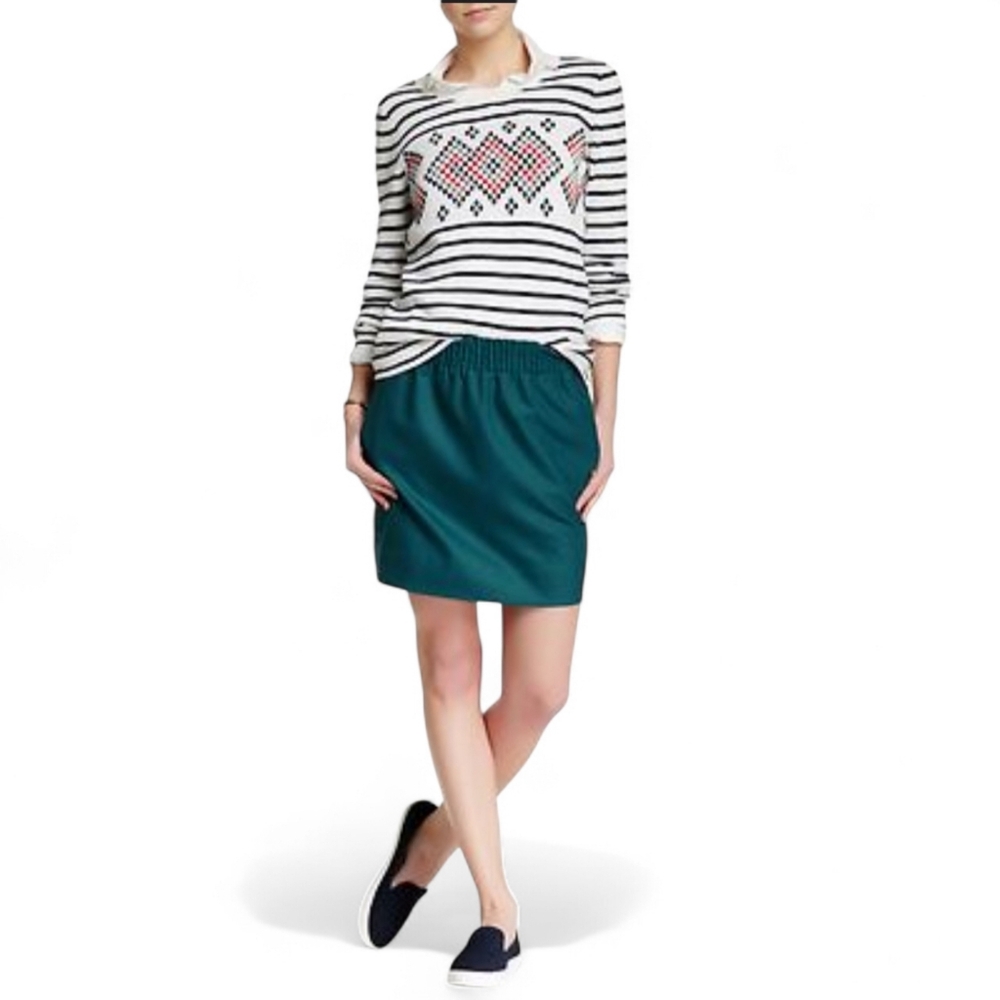 J.CREW Factory Kelly Green Wool Blend Pull-On 'Sidewalk' Skirt Women's Size 14